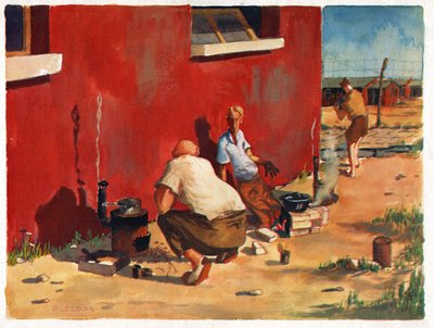 معسكر سجن في ألمانيا. معسكر السجناء في ألمانيا. بواسطة غير معروف